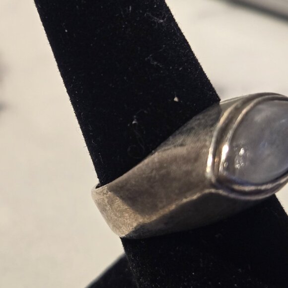 Vintage Chunky Sterling Silver Moonstone Modernist Ring - Picture 8 of 9